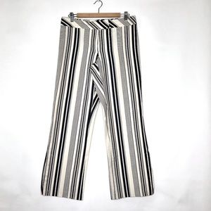 WHBM Black & Cream striped slit ankle pants